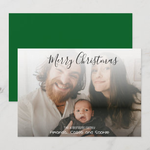 God Jul Familjefoto Enkel Grön Julkort