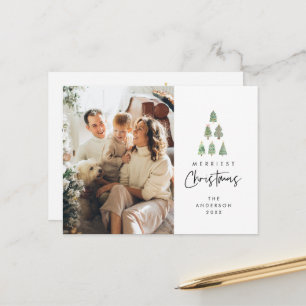 God jul, familjefoto för Julafton Träd Vykort