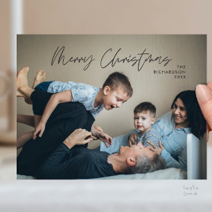 God Jul Familjefoto Modern Minimalism Vykort
