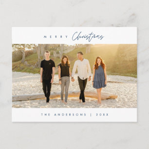 God jul, familjefoto, modernt minimalistiskt vykort