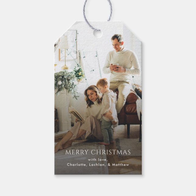 God Jul Familjefoto Presentetikett (Framsidan)