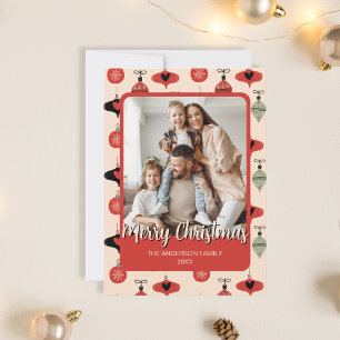 God Jul Familjefoto Röd Julkort