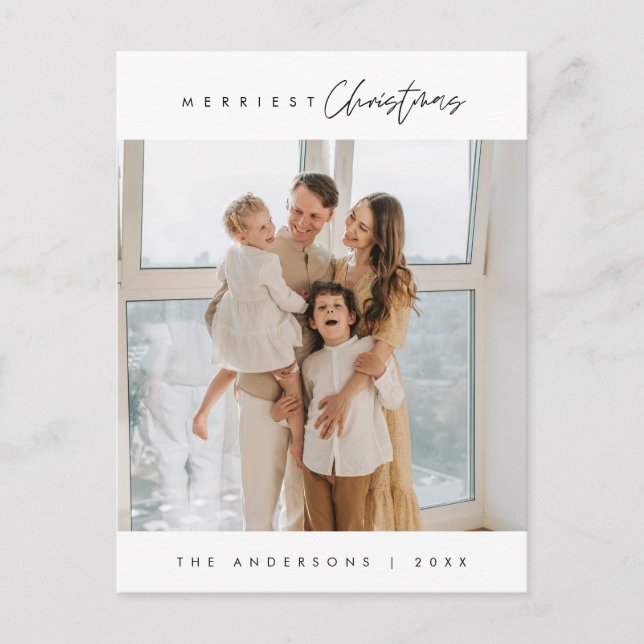 God jul, familjefoto, Season Hälsning Vykort (Framsida)