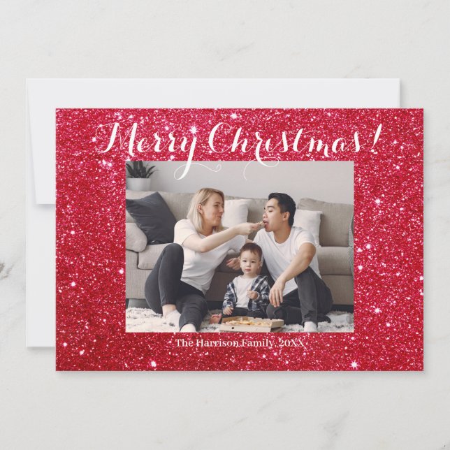 God jul-familjefotot enkelt julkort (Framsida)