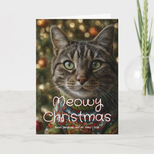 God Jul Familjekatt Foto Helgkort