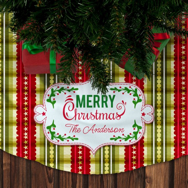 God jul-familjen Namn Elegant Mönster Julgransmatta Borstad Polyester (Skapare uppladdad)