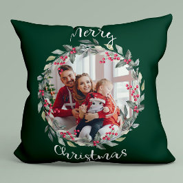 God jul-familjens fotoGrönt Kudde
