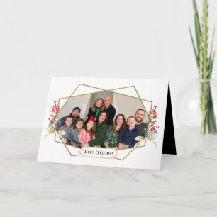 God jul-familjfoto Guld Geometric Ram Helgkort