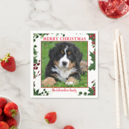 God jul familjfotomonogram namn pappersservett