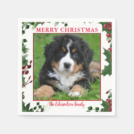 God jul familjfotomonogram namn pappersservett