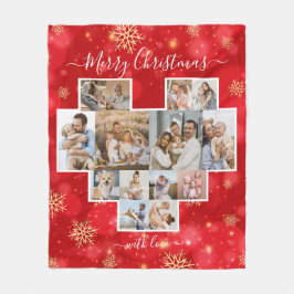 God jul Family Heart Modern Photo Collage Fleecefilt
