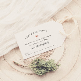 God jul Family Message & Boho Heart Presentetikett