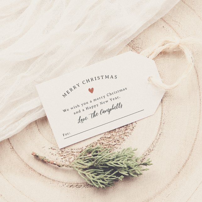 God jul Family Message & Boho Heart Presentetikett (Skapare uppladdad)