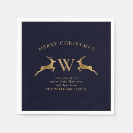God jul Family Monogram Guld Hjort Pappersservett
