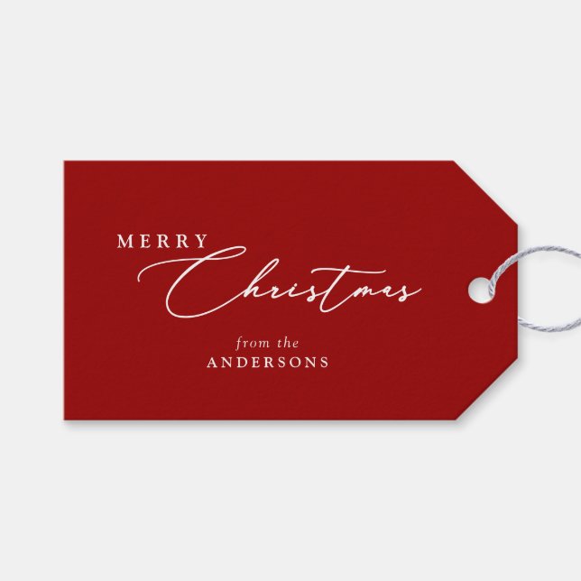 God jul Family Namn Elegant-skript - minimalt Presentetikett (Framsidan (Horisontell))