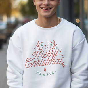 God jul Family Namn Reindeer Helgdag Lång Ärmad Tröja