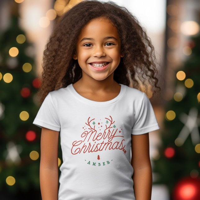 God jul Family Namn Reindeer Helgdag T Shirt (Merry Christmas Family Name Reindeer Holiday T-Shirt)