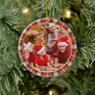 God jul Family Photo Blue Play Julgransprydnad Keramik