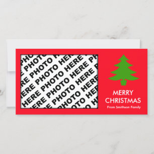 God jul Family Photo Card Träd Red Julkort