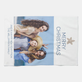 God jul Family Photo Coastal Kökshandduk