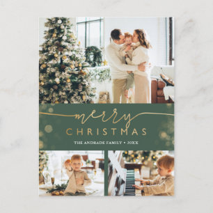 God jul Family Photo Collag Modern Helgdag Vykort
