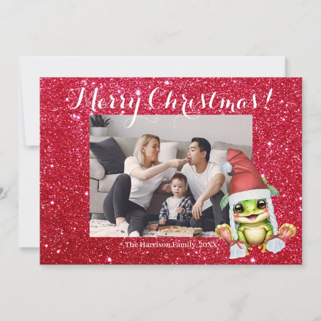 God jul Family Photo Cute Julkort (Framsida)