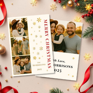 God jul Family Photo Elegant Snowflake Julkort