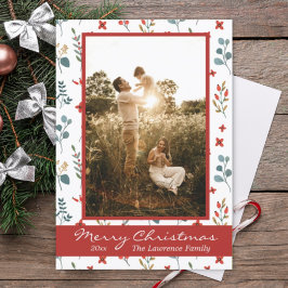 God jul Family Photo Eucalyptus Berries Julkort