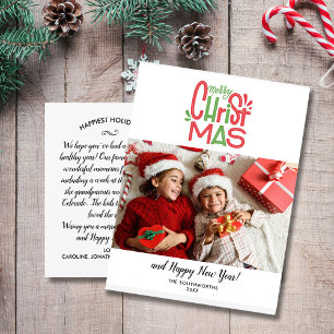 God jul Family Photo Festive Typography Vykort