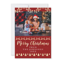 God jul Family Photo Golden Rustic Classy
