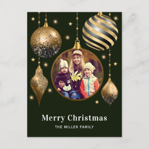 God jul Family Photo Grönt Guld Helg Vykort