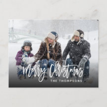 God jul Family Photo Handlettered-vykort