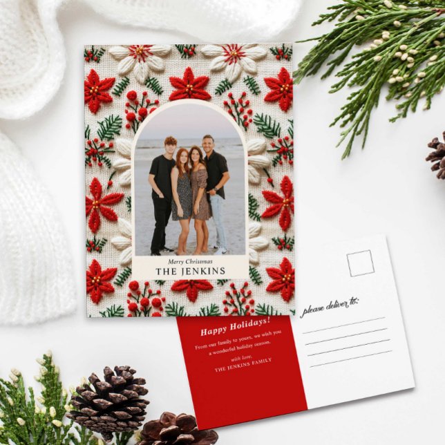 God jul Family Photo Helg Vykort (Merry Christmas Arch 1 Photo Christmas Postcard)