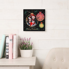 God jul Family Photo Helgdagars Anpassa Fyrkantig Klocka