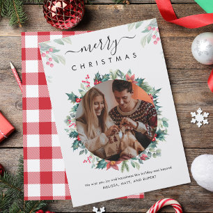 God jul Family Photo Mistletoe Botanical Anteckningskort