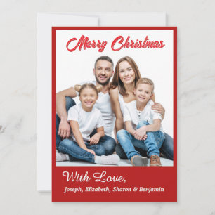 God jul Family Photo Modern Red Julkort