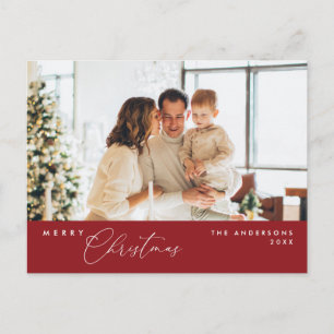 God jul Family Photo, Mörk Red Vykort