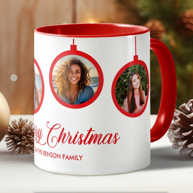 God jul Family Photo Namn Personlig Mugg (Merry Christmas Family Photo Name Personalized Mug)