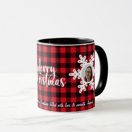 God jul Family Photo Namn Personlig Red Mugg