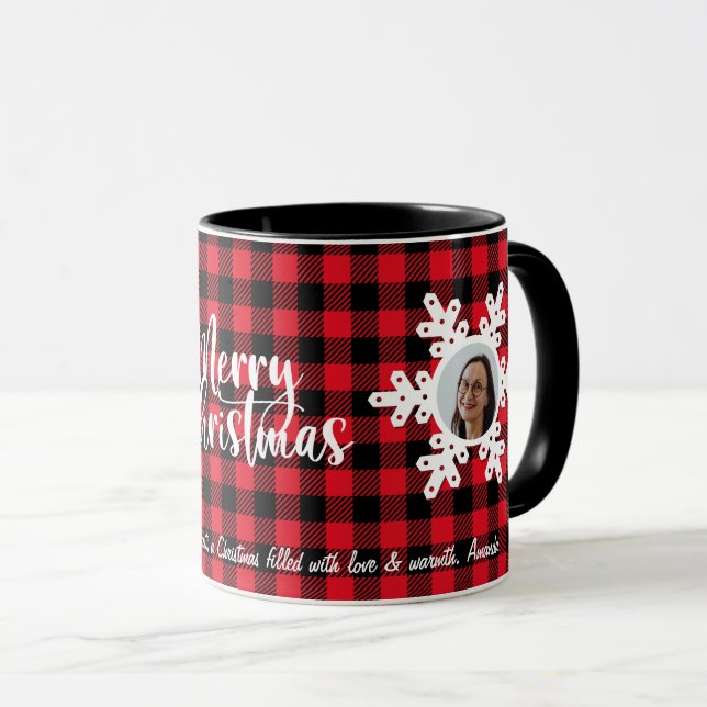 God jul Family Photo Namn Personlig Red Mugg (Framsida höger)