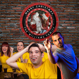 God jul Family Photo   Röda och svarta Namn Darttavla