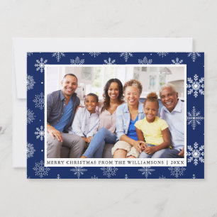 God jul Family Photo Snöflingor-blåkort Inbjudningar