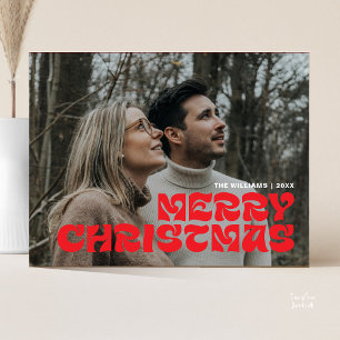 God jul Family Photo, Snyggt Elegant Chic Vykort