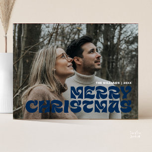God jul Family Photo, Snyggt Elegant Chic Vykort