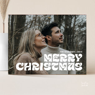 God jul Family Photo, Snyggt Elegant Chic Vykort