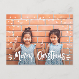 God jul Family Photo   Stars Hearts Helg Vykort