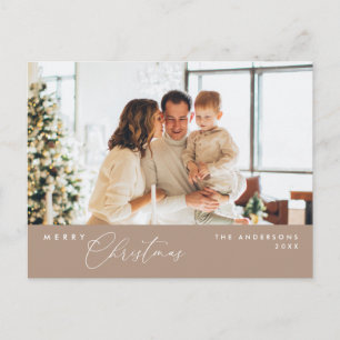 God jul Family Photo, Taupe Brown Vykort