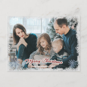 God jul Family Photo Vågrät Snö1 Vykort