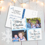 God jul Family Photos Blue Snöflingor Helg Vykort<br><div class="desc">Anpassade vykort för god jul och Gott nytt år är ett prisvärt sätt att personlig dina helgdagar till din familj och dina vänner.</div>