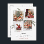 God jul Family Photos-Eleganten Helg Vykort<br><div class="desc">Firar och hälsar familj och vänner i jultid med ett fotokollage,  modernt botaniskt kort. Lägg till dina favoritfoton och din familj namn genom att klicka på knappen "Anpassa".</div>